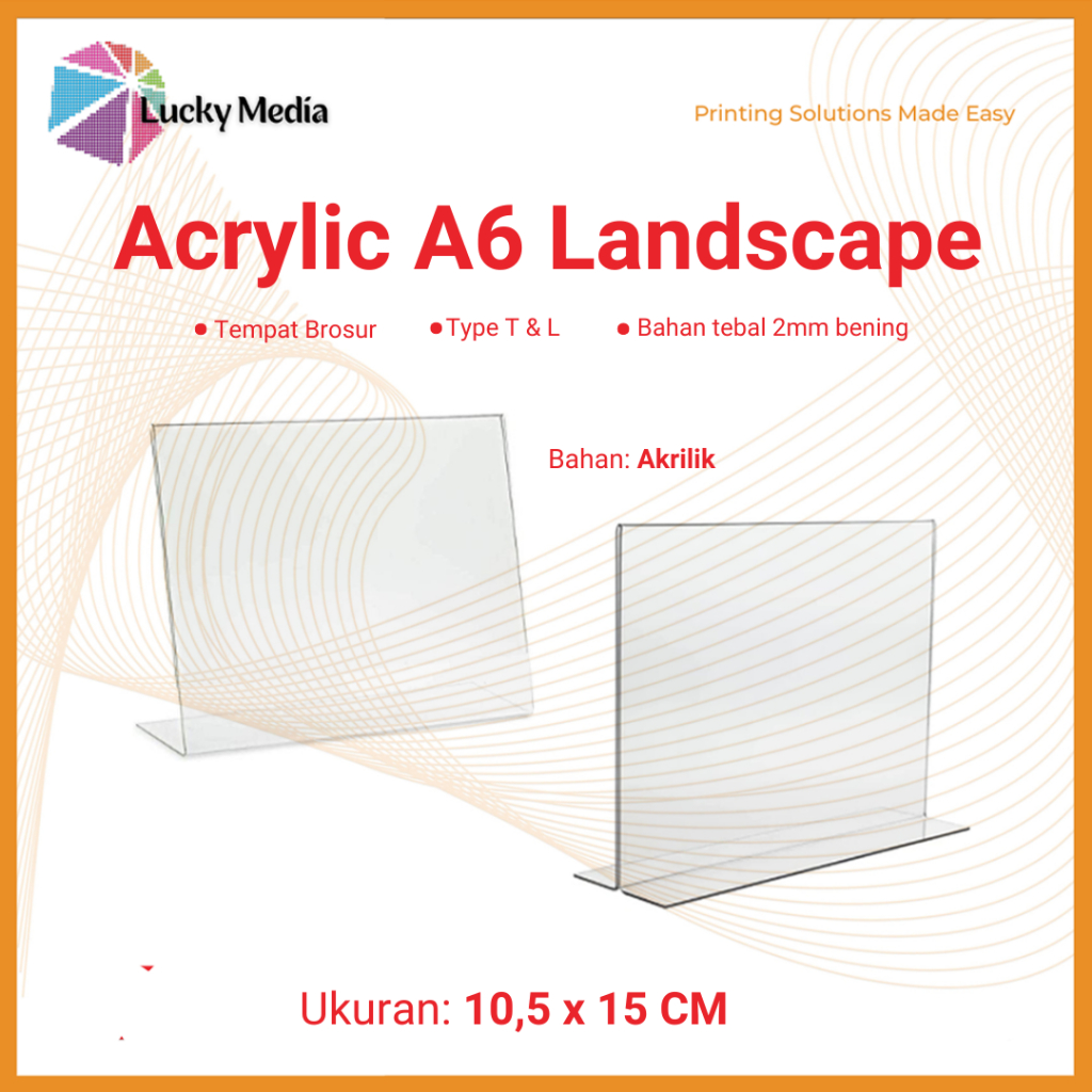 

Akrilik Landscape A6 (Acrylic Only) Packing OK Menu Nomor Meja Barcode Display Tent Holder Card