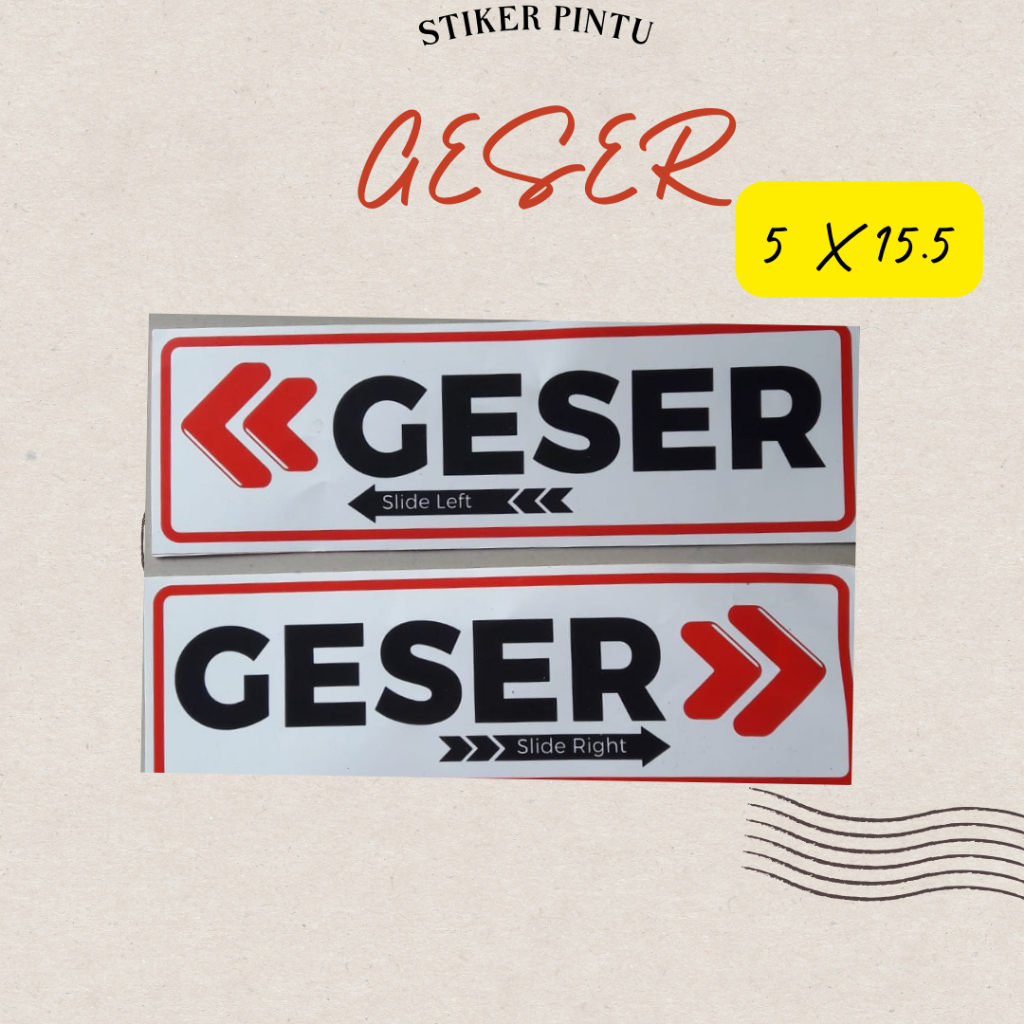 

Sticker Label Geser Slide Right Stiker Vinyl Pintu Geser Kiri Kanan 5 x 15.5 cm , sepasang