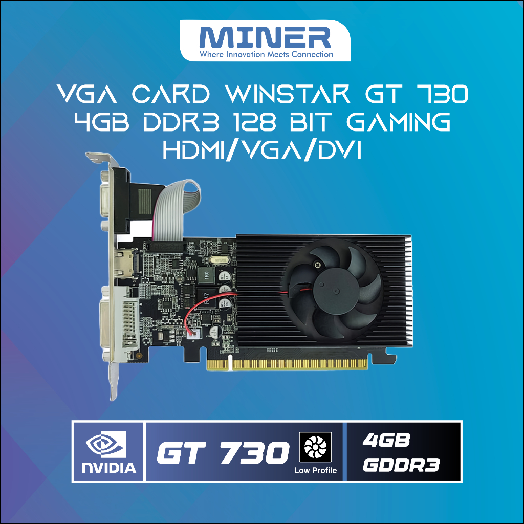 VGA Card Winstar GT 730 4GB DDR3 128 Bit Gaming HDMI/VGA/DVI