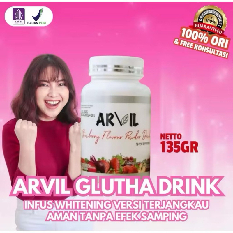 ARVIL GLUTA DRINK(GLUTA ARVIL) INFUS whitening halal aman BPOM.