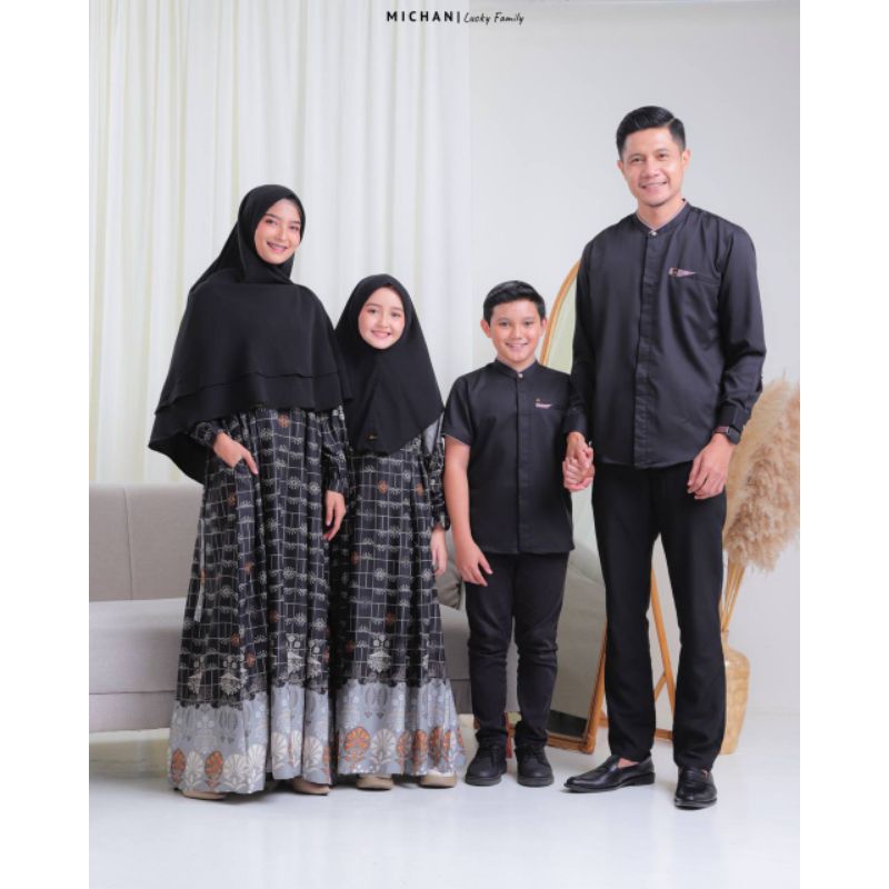 BLACK - SARIMBIT MICHAN 2025 - LUCKY DRESS - KEMKO FUKU - SARIMBIT MICHAN HIJAB