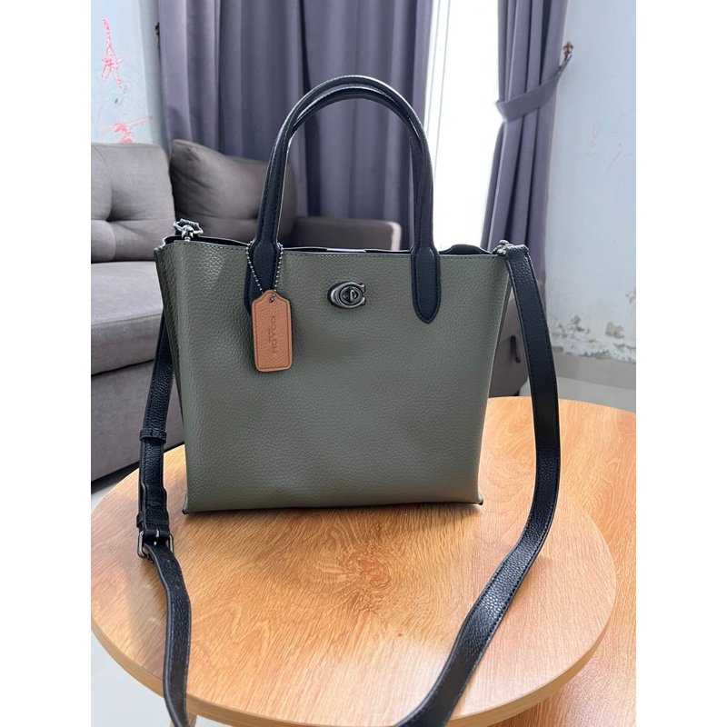 (DIJUAL BU) Preloved Coach Willow Tote 24 Colorblock Green (ORIGINAL)
