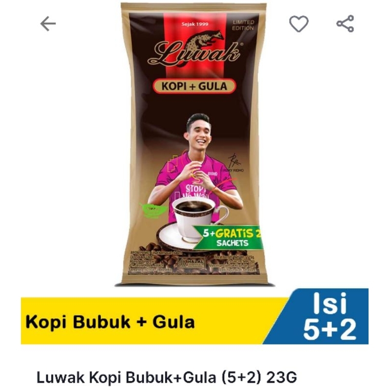 

Luwak Kopi Bubuk + Gula (5+2 Sachets) 23G