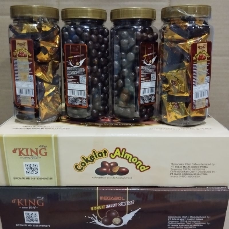 

d'King Cokelat Almond Mix Bonibol Coklat 1 Dus isi 4 Toples