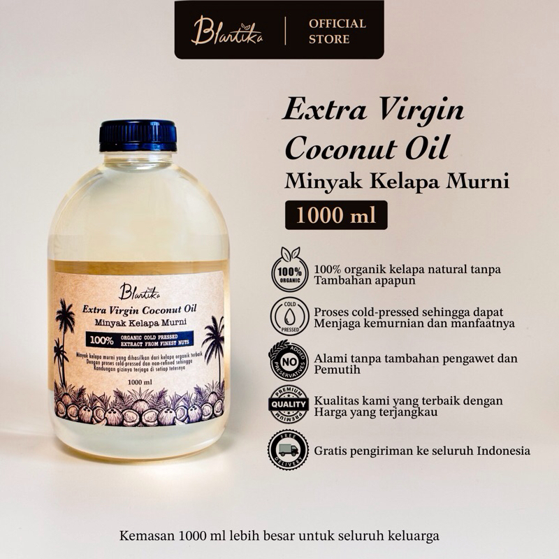 Blantika - EVCO Extra Virgin Coconut Oil 1000 Ml / Minyak Kelapa Murni VCO 100%