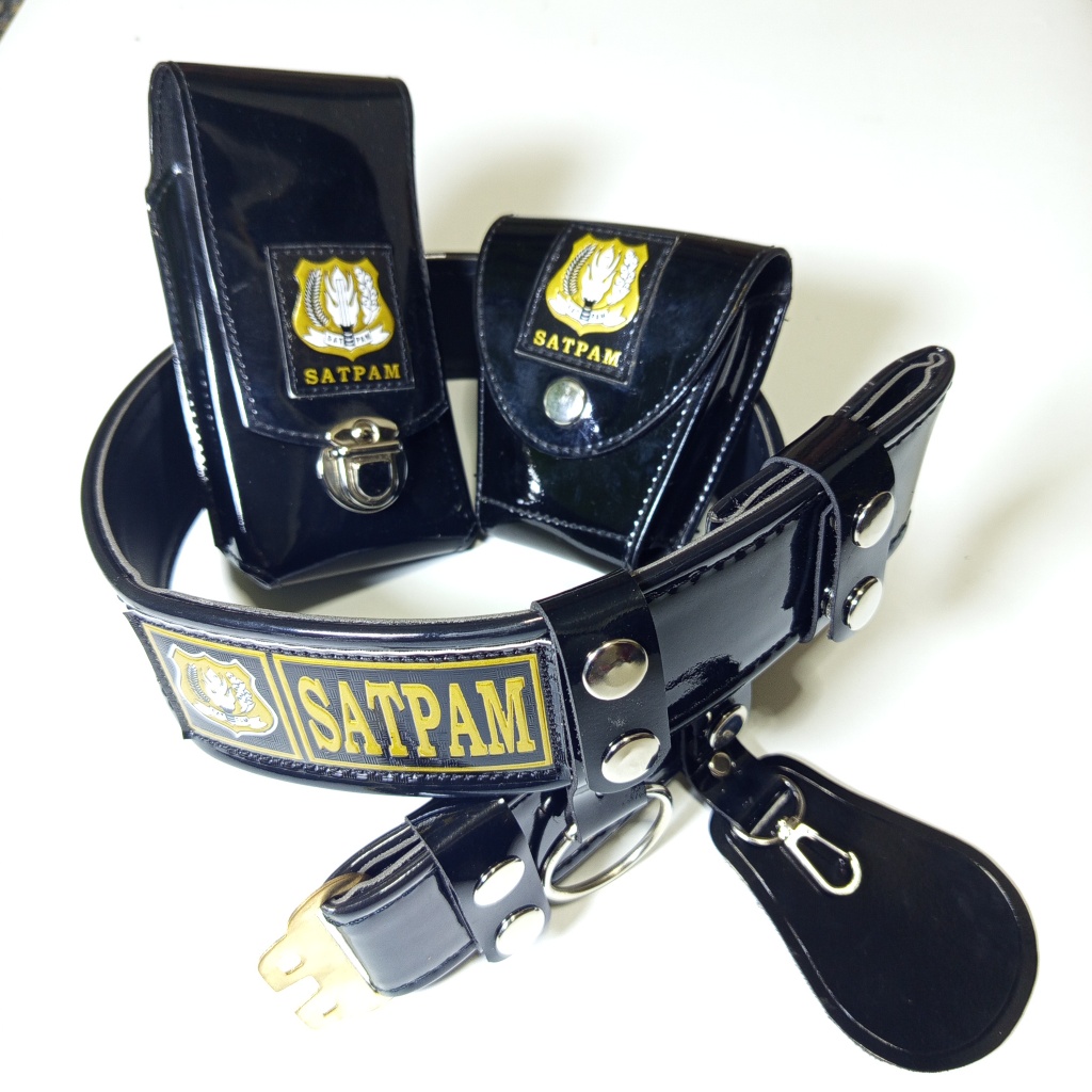 Kopel Security Kulit Lux Kilap STRIKER SATPAM Full Set Lengkap dengan Dompet Hp Tanpa Bangkol Gesper