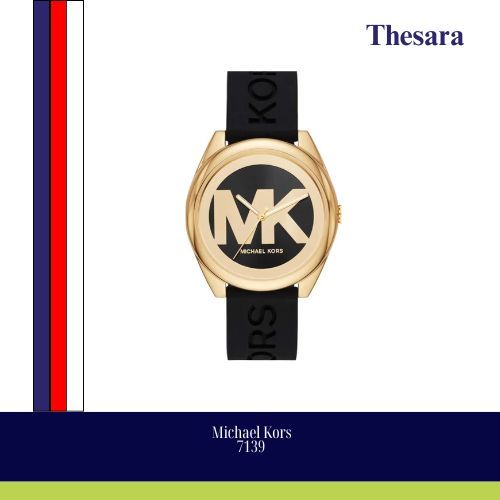 Preloved Jam Tangan Michael Kors Watch MK7313 Gold with Black Leather Strap (manual booknya tidak ad