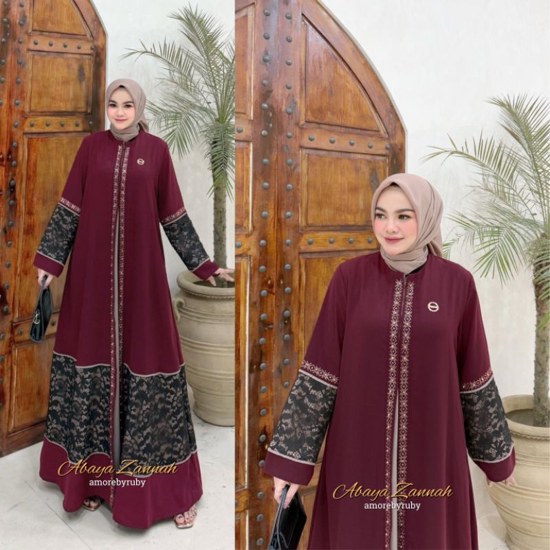 ABAYA ZANNAH AMORE BY RUBY GAMIS MEWAH BRUKAT MIX MANIK MUTIARA