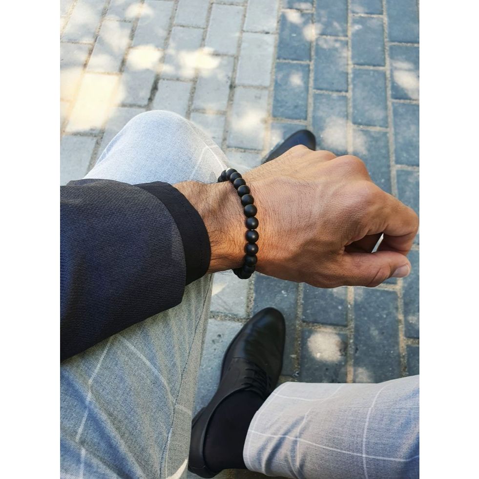 Gelang Batu Giok hitam Asli Ukuran 8 mm/Gelang Giok Original