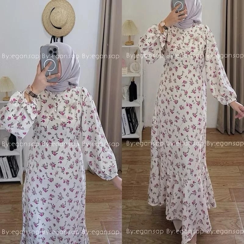 Amirah Dress Mermaid Motif Premium / Dress Wanita Muslim