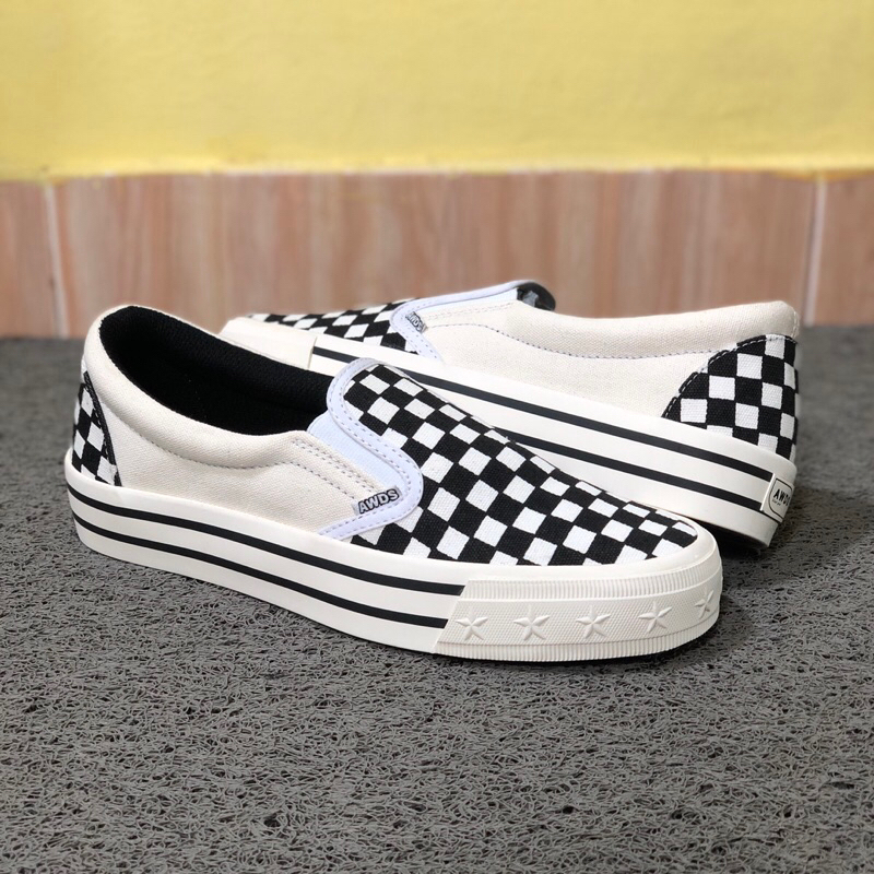 ( LOKAL BRAND ORIGINAL ) Sepatu AWDS  - Slipon Pleasure Offwhite CB Sepatu Pria Wanita Casual Shoes 