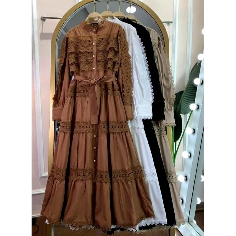 Gamis Renda Import Bangkok Premium / Gamis Putih Gamis Freya Fashion Bangkok