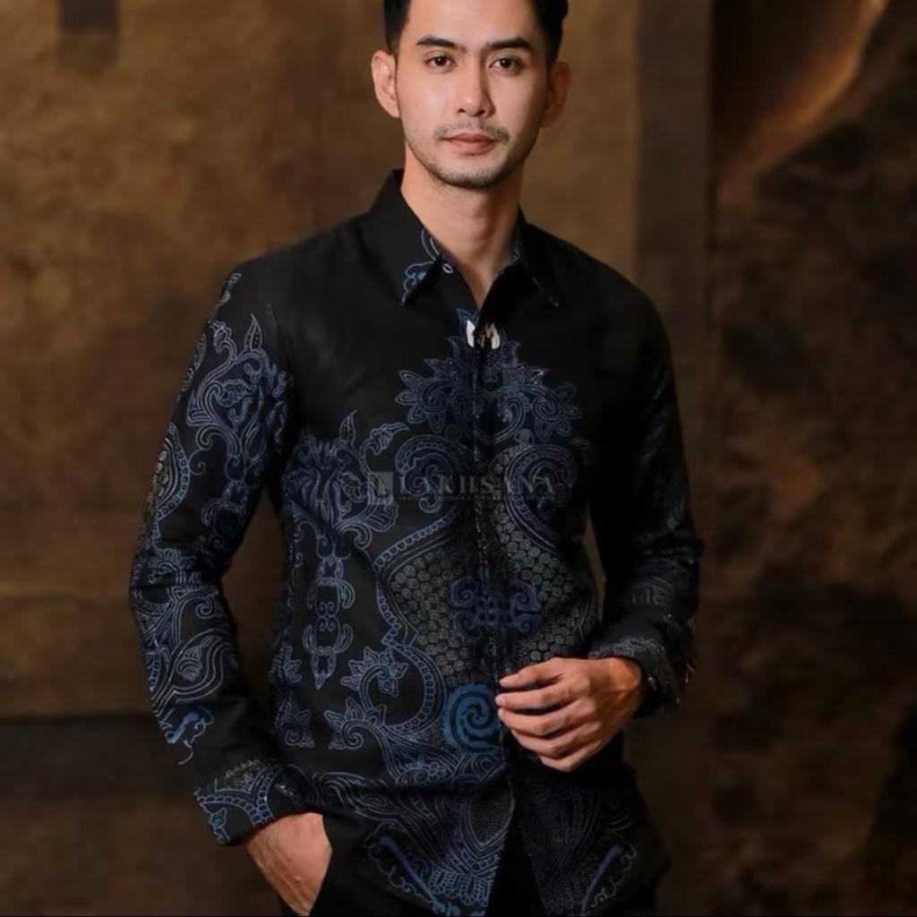 Baju Batik Pria Kate Hijau Lengan Panjang Atasan Batik Pria