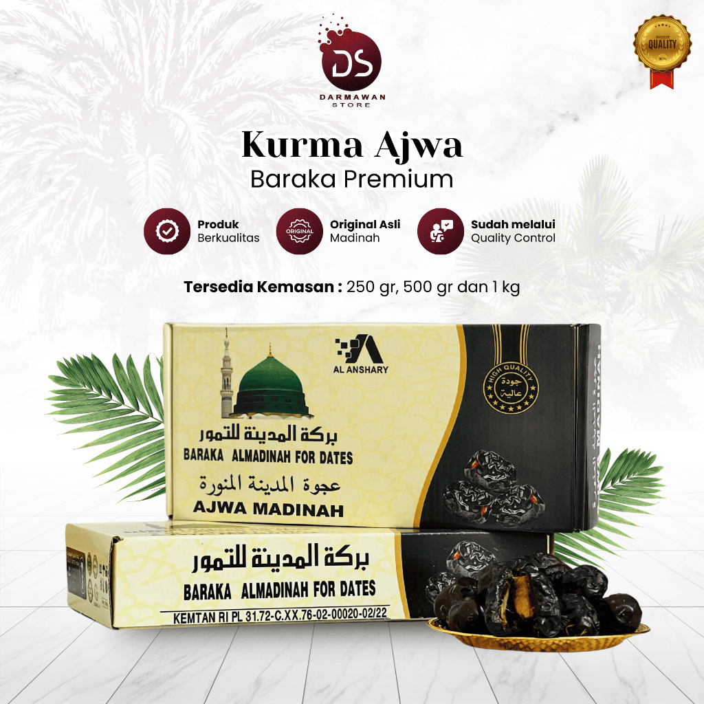 

Kurma Ajwa Baraka Al Anshary Premium Luxury Asli Madinah Oleh Oleh Haji dan Umroh