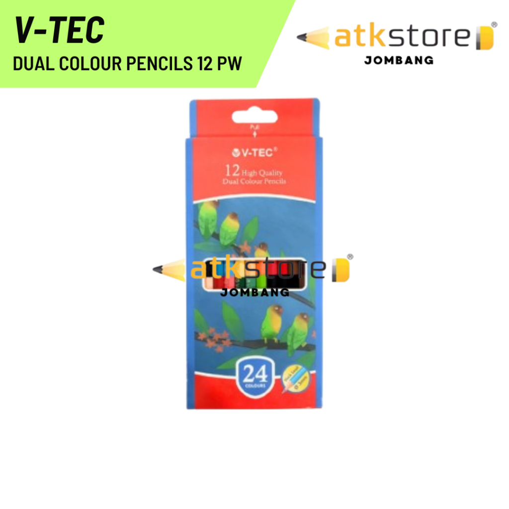 

V-TEC Pensil Warna 12 Warna / Pensil Warna Vtec / V-tec Colour Pensil Dual 24 Warna PW21224