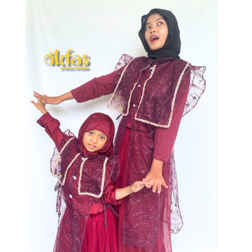 AKFAS - Outer Brokat ibu dan anak 1-13 th Gamis anak brokat bordir Baju anak mewah Gamis anak mewah 