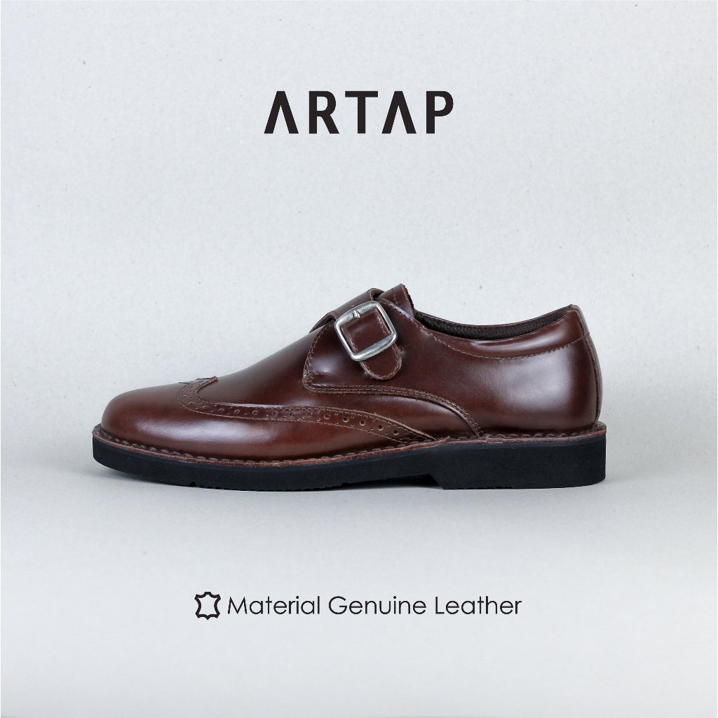 ARTAP - Sepatu Kulit Asli Pria Formal Pantofel - Ranau Brown