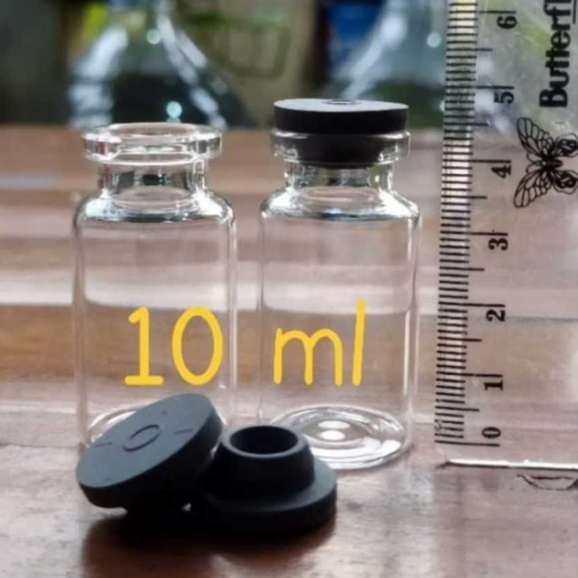 BOTOL VIAL 10ML/ BOTOL KACA + TUTUP KARET/BOTOL VIAL KACA + TUTUP KARET