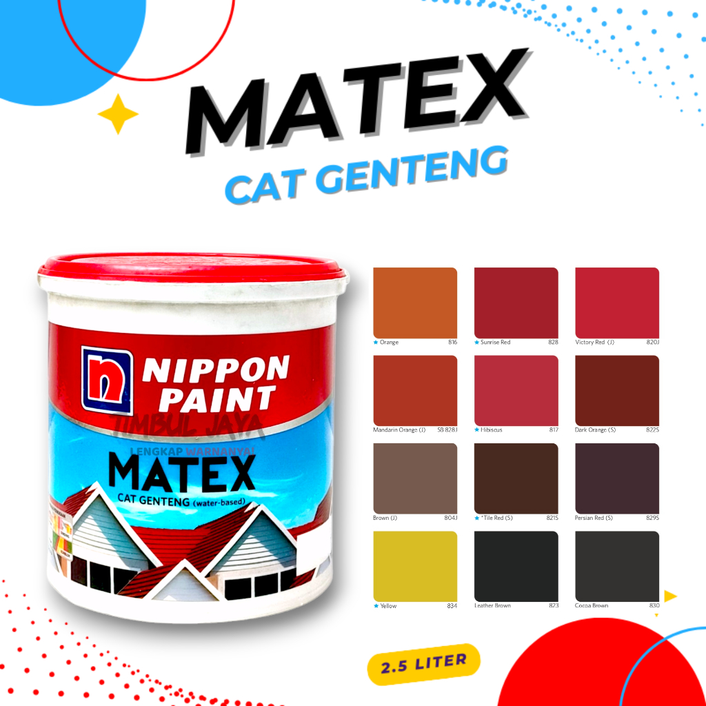 Cat Genteng Nippon Paint 2,5 Liter Warna Banyak / Cat Genteng Premium Anti Jamur / Cat Genteng Beton