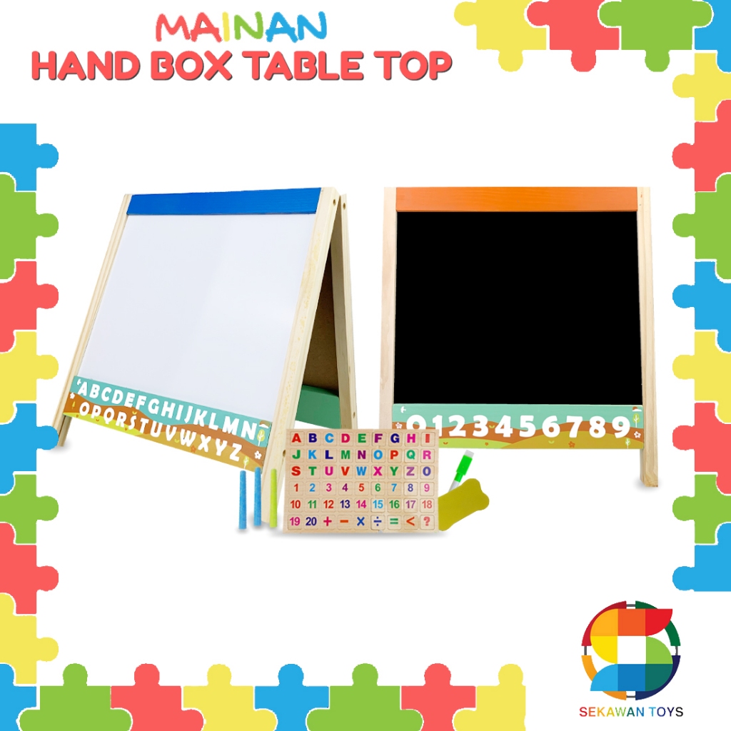 

JUMBO PREMIUM Mainan Anak Edukasi Papan Tulis 2IN1/ Papan Tulis Kayu Kapur/ Papan Tulis Spidol/ Drawing Board Hand Box Table 2376