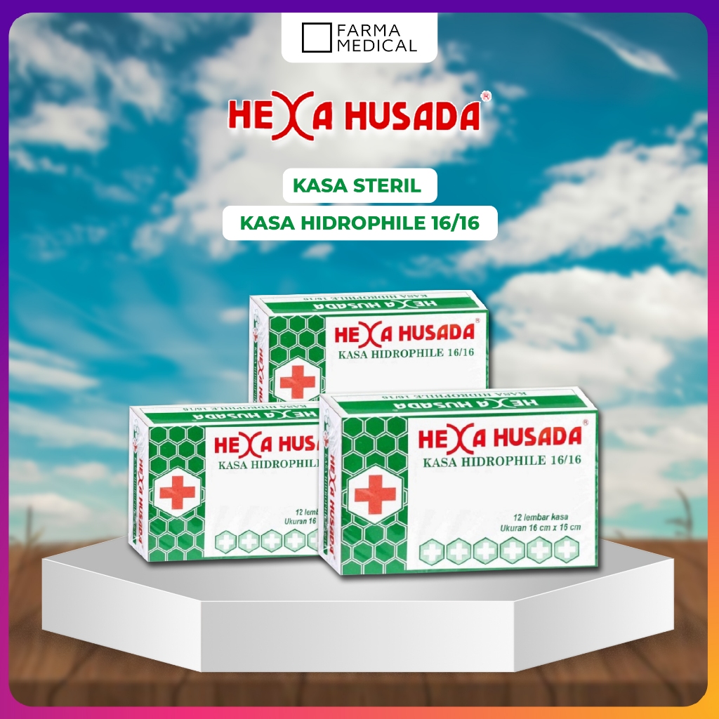 Kain Kasa Perban Steril Hexa Husada Hidrophile - 12 Lembar 16 x 16