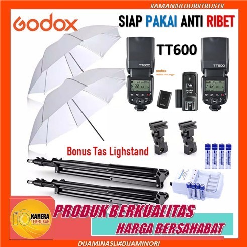 Paket Studio Payung + Godox TT600 TT 600Flash+ Trigger CT-16  Lengkap