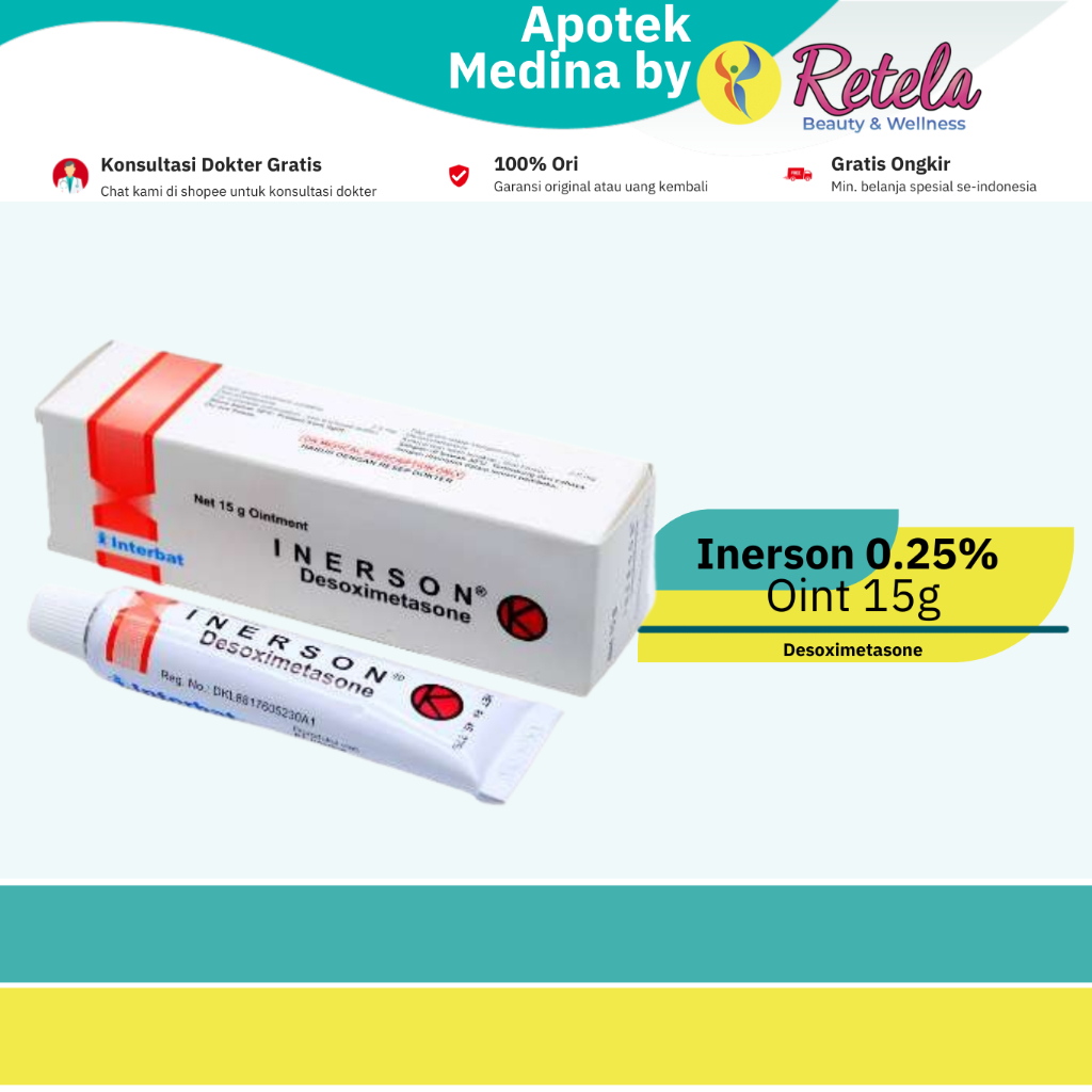 Inerson 0.25% Salep 15 g - Desoximethasone, untuk radang akut yang berat, kelainan kulit alergis dan