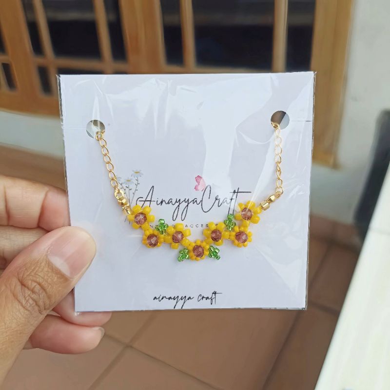Sunflower Bracelet | Gelang Bunga Matahari rantai anti karat stainless steel