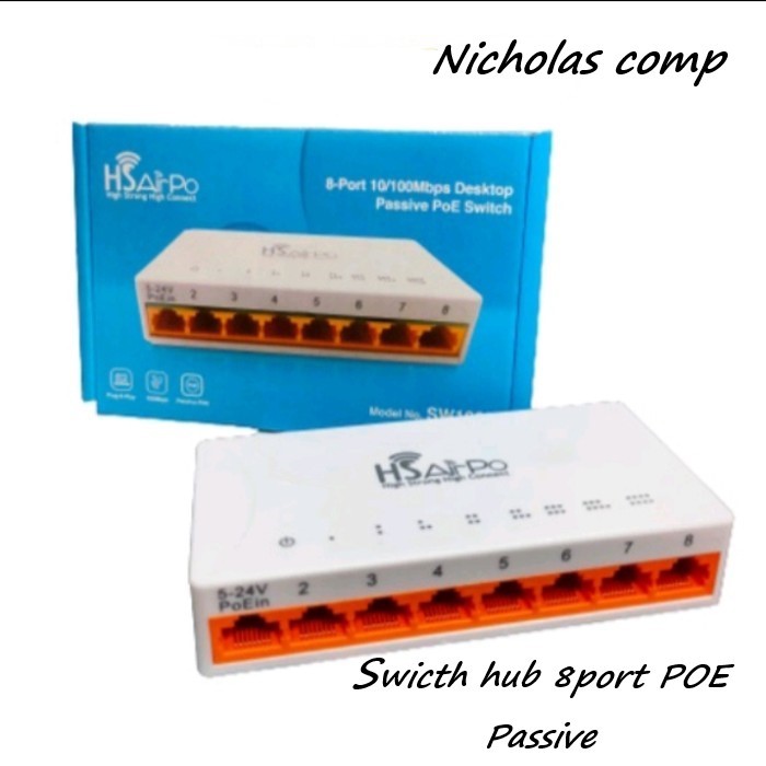 Switch Hub 8 Port POE Pasive 10/100 Mbps