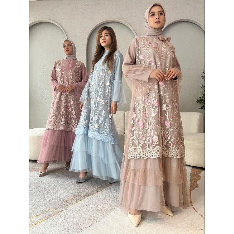 LS434 Queenstreet Safiyyah Maxy Dress Premium | Setelan Wanita Lepas Pasang Burkat Gamis Mewah Konda