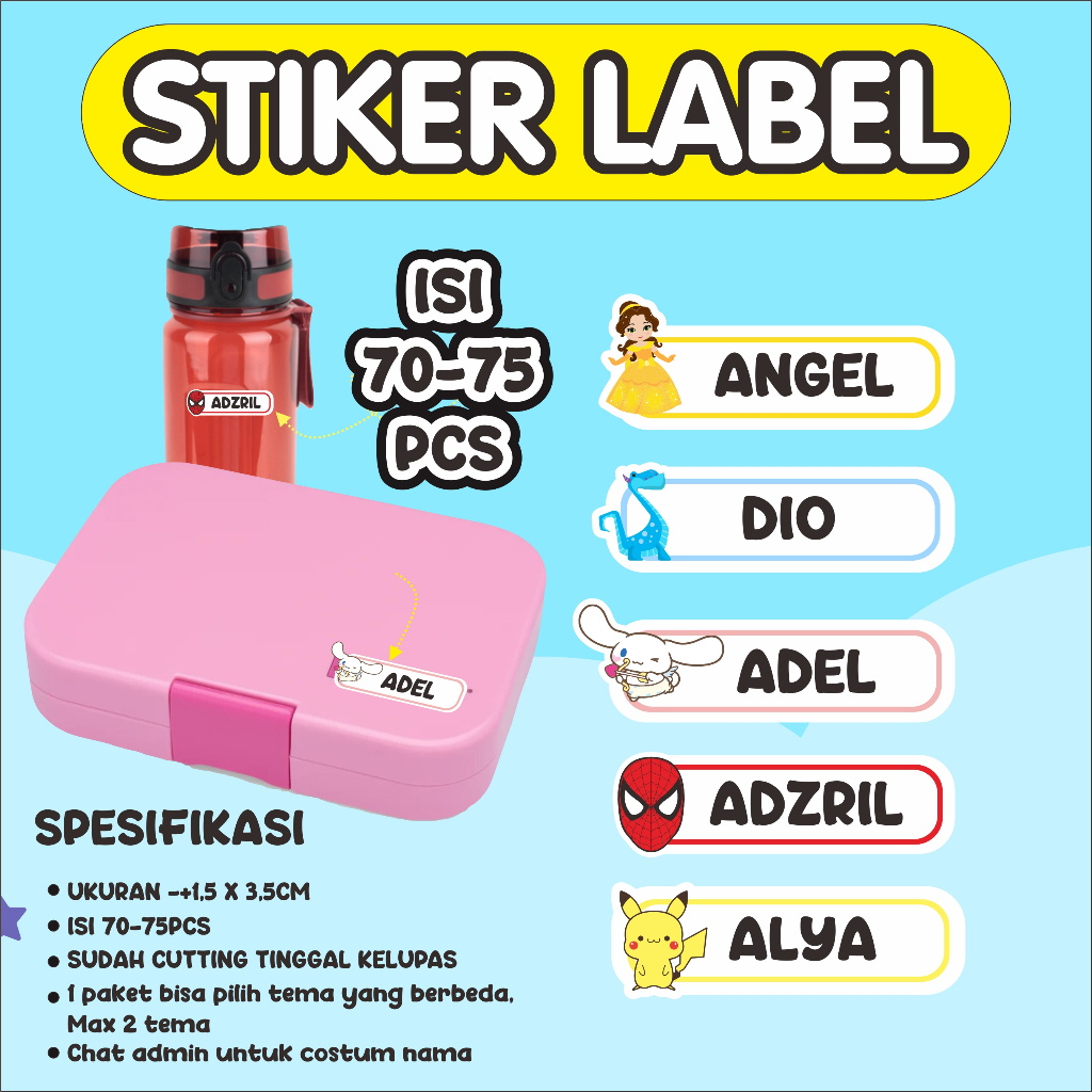 

Sticker Nama Anak WATERPROOF / Sticker Nama Costum / Sticker Label Nama