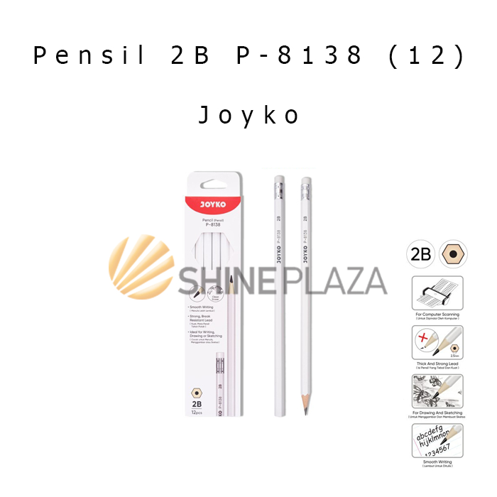 

[PACK] Pensil Komputer Gambar Kayu 2B Joyko P-8138 1 Pak Isi 12 Drawing Pencil Murah