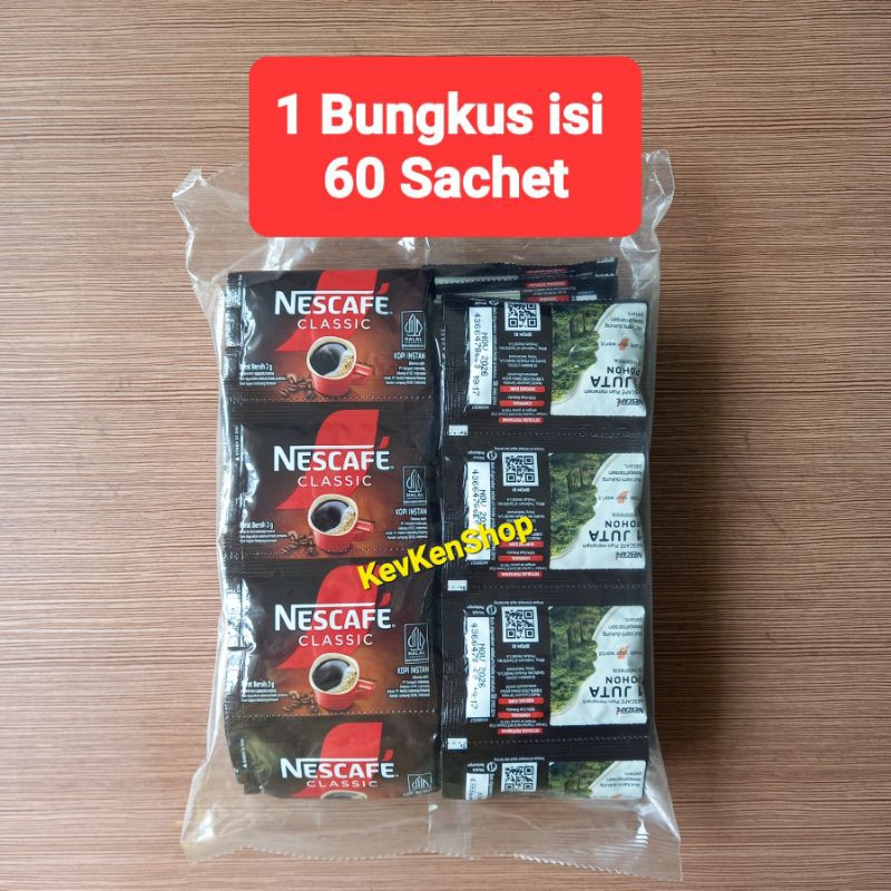 

Kopi NESCAFE Classic Hitam Black Coffee Harga per bungkus isi 60 Sachet atau 66 Saset