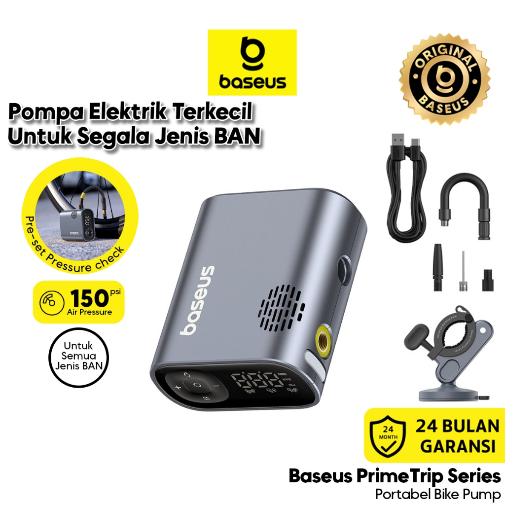 Baseus Pompa Ban Portable Motor Sepeda PrimeTrip Series Bike Pump Cosmic Black