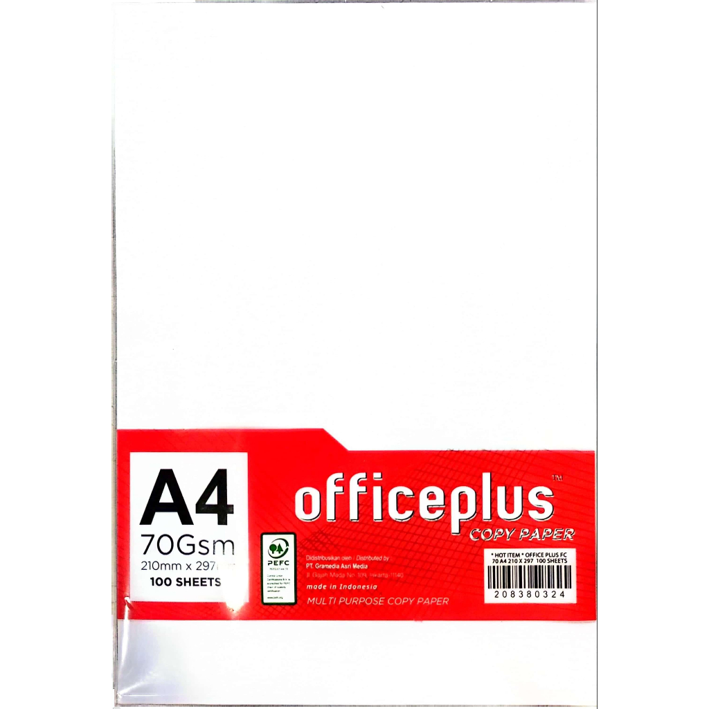 

Gramedia Banjarmasin - Hot Item office Plus FC 70 A4 210 x 297 100 Sheets