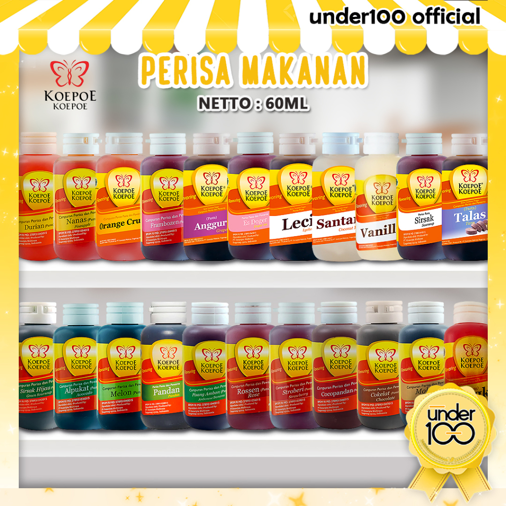 

❤ Under100 ❤ KOEPOE KOEPOE Perisa Makanan | Flavoring | Perisa Pasta | 60ml | Anggur Pandan Vanilla Melon Alpukat Cocopandan Cokelat Nangka Es Doger Durian Leci Moka Nanas Frambozen | BPOM | HALAL