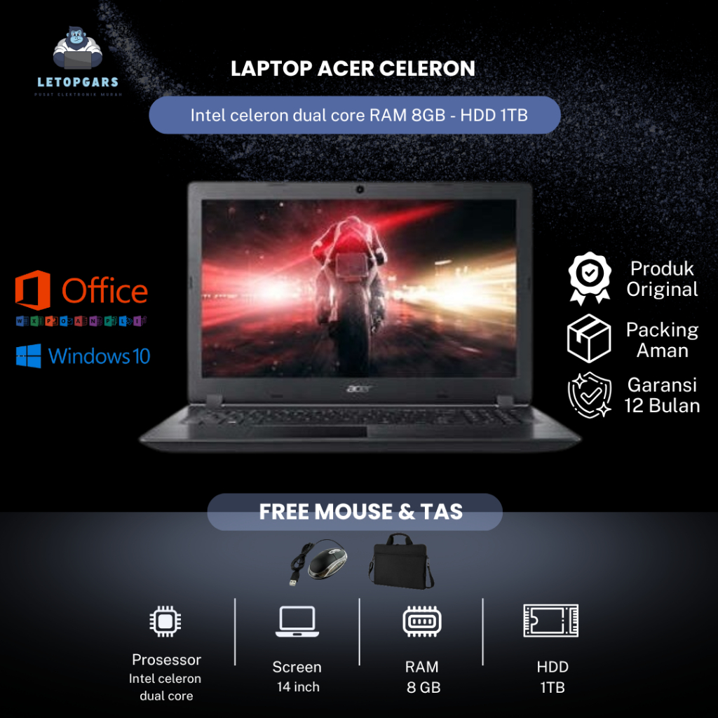 LAPTOP ACER CELERON // 8GB RAM - 1TB