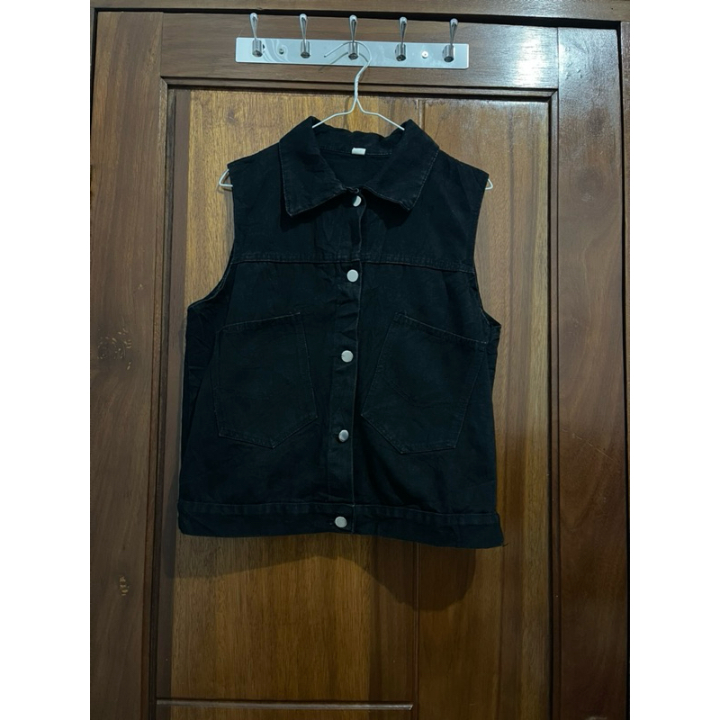 VEST ROMPI CEWEK MUTIARA BLACK JEANS DENIM