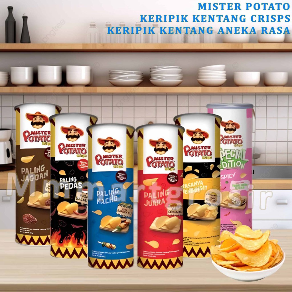 

Mr.Potato Crisps / Cemilan Keripik Kentang / Keripik Kentang Aneka Varian Rasa