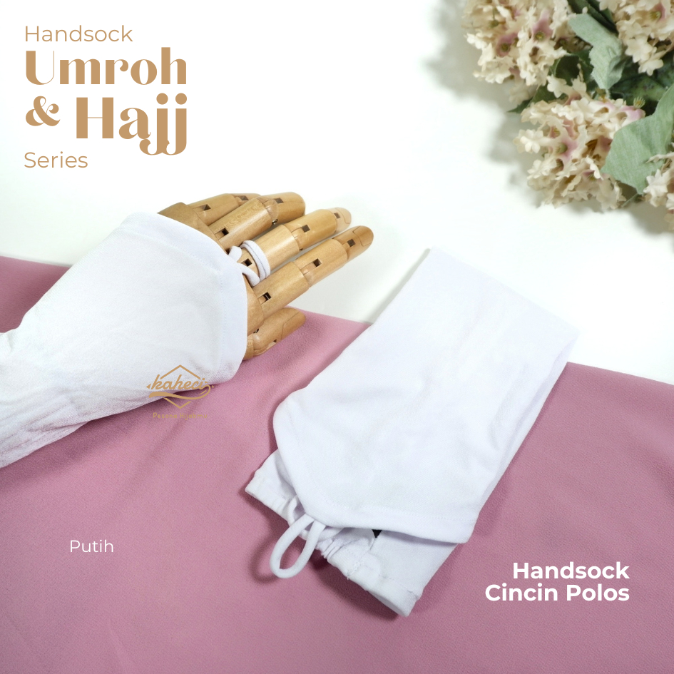 Handsock Manset Cincin Muslimah Panjang Umrah Haji Putih Renda Polos By Kaheci
