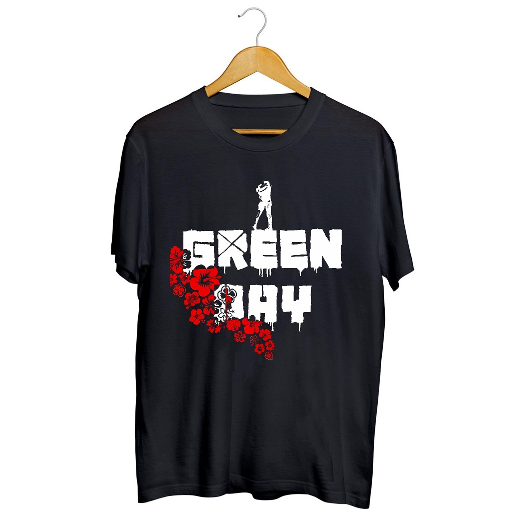 Kaos Band Green Day - Red Flower / Tshirt Musik Rock Metal