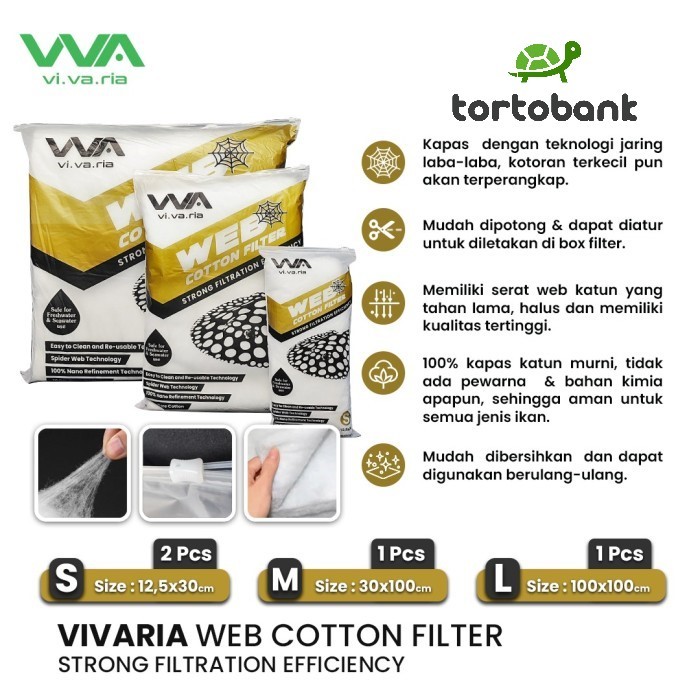 KAPAS VIVARIA WEB COTTON SIZE S & VIVARIA WEB COTTON SIZE M  - MEDIA FILTER MEKANIS KOLAM IKAN - MED