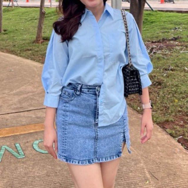 NALLA SHIRT / korean tops | korean style | Bluose cotton poplin | Atasan Wanita Renda | kemeja katun