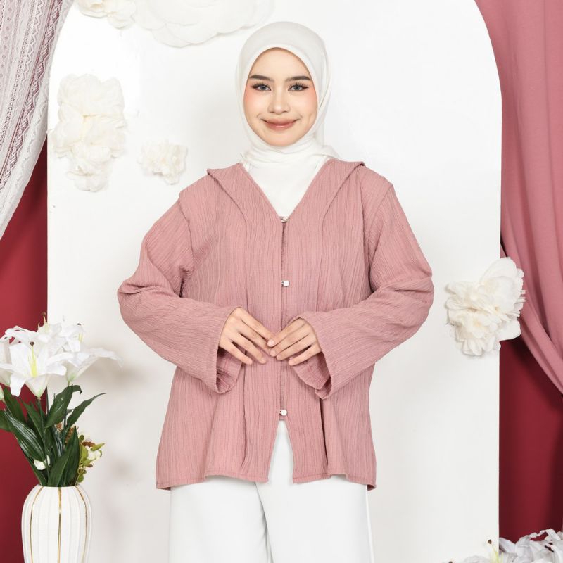 Arianna Blouse Atasan Kebaya Kutubaru Casual Motif Polos Modern Blouse Lebaran