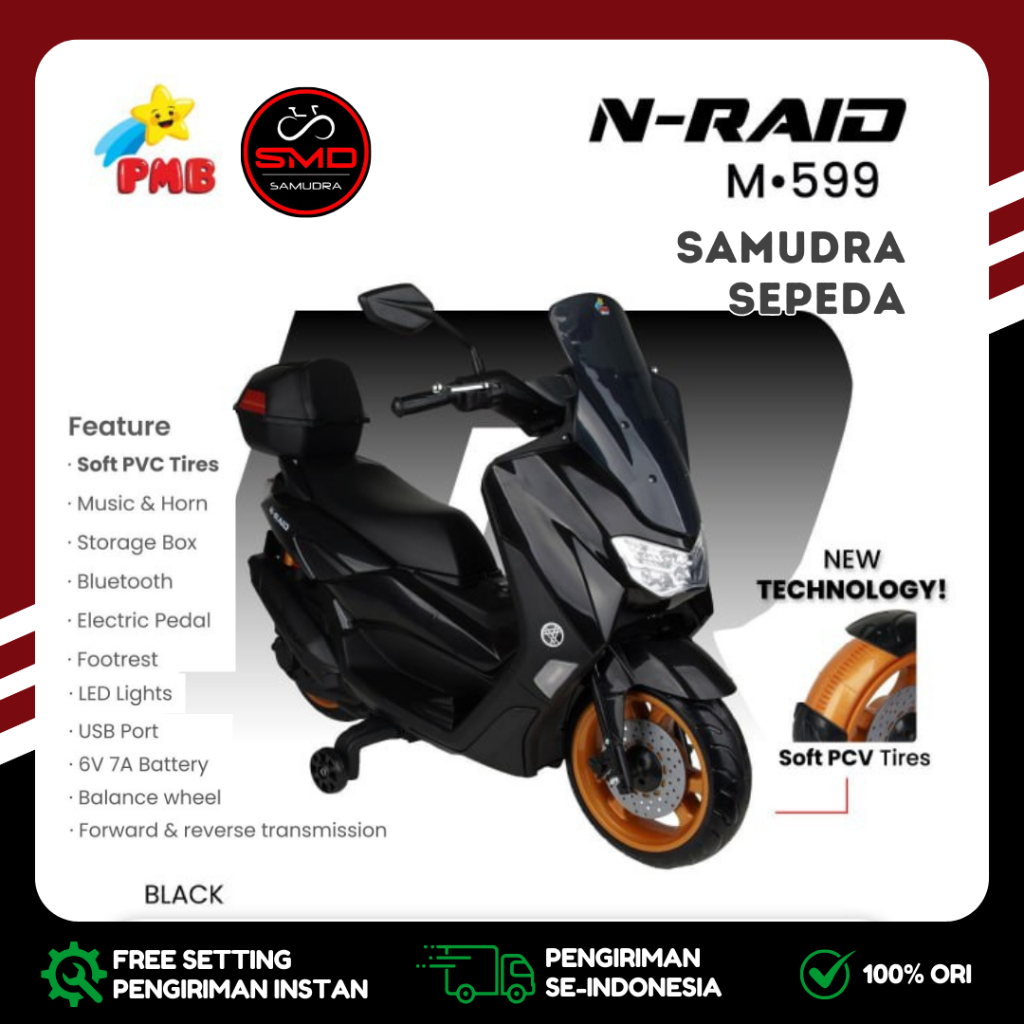 Mainan anak Motoran Motor Aki Cas M 599 RAID M599 NMax PMB M-599 N-max // Nuwa NW05