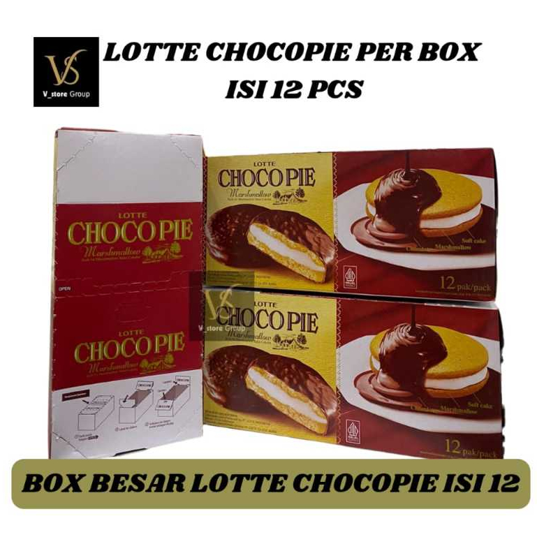 

(1BOX ISI 12PCS) LOTTE CHOCOPIE MARSHMALLOW SALUT COKLAT BOX BESAR ISI 12PCS