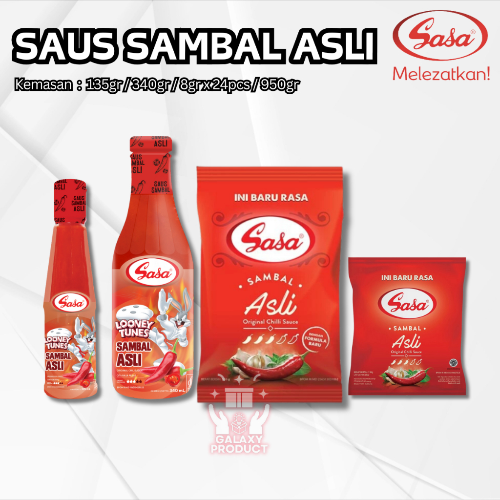 

SASA SAUS SAMBAL ASLI 135gr / 340gr / 8gr x 24pcs / 950gr