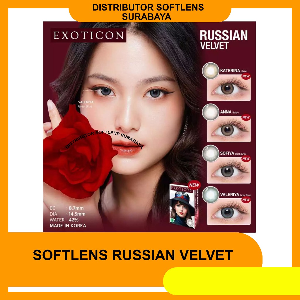 Softlens X2 RUSSIAN VELVET 14,5 MM Vol II Normal & Minus ( -0.50 S/D -6.00 ) By X2 Exoticon / Soflen