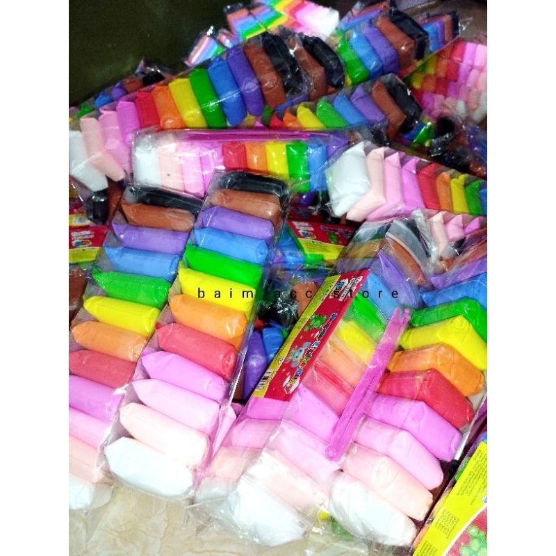 CLAY SUPER ISI 12pc CLAY MAINAN EDUKASI ANAK Mainan Anak Clay isi 12 Warna / Polymer Clay Magic / Ma