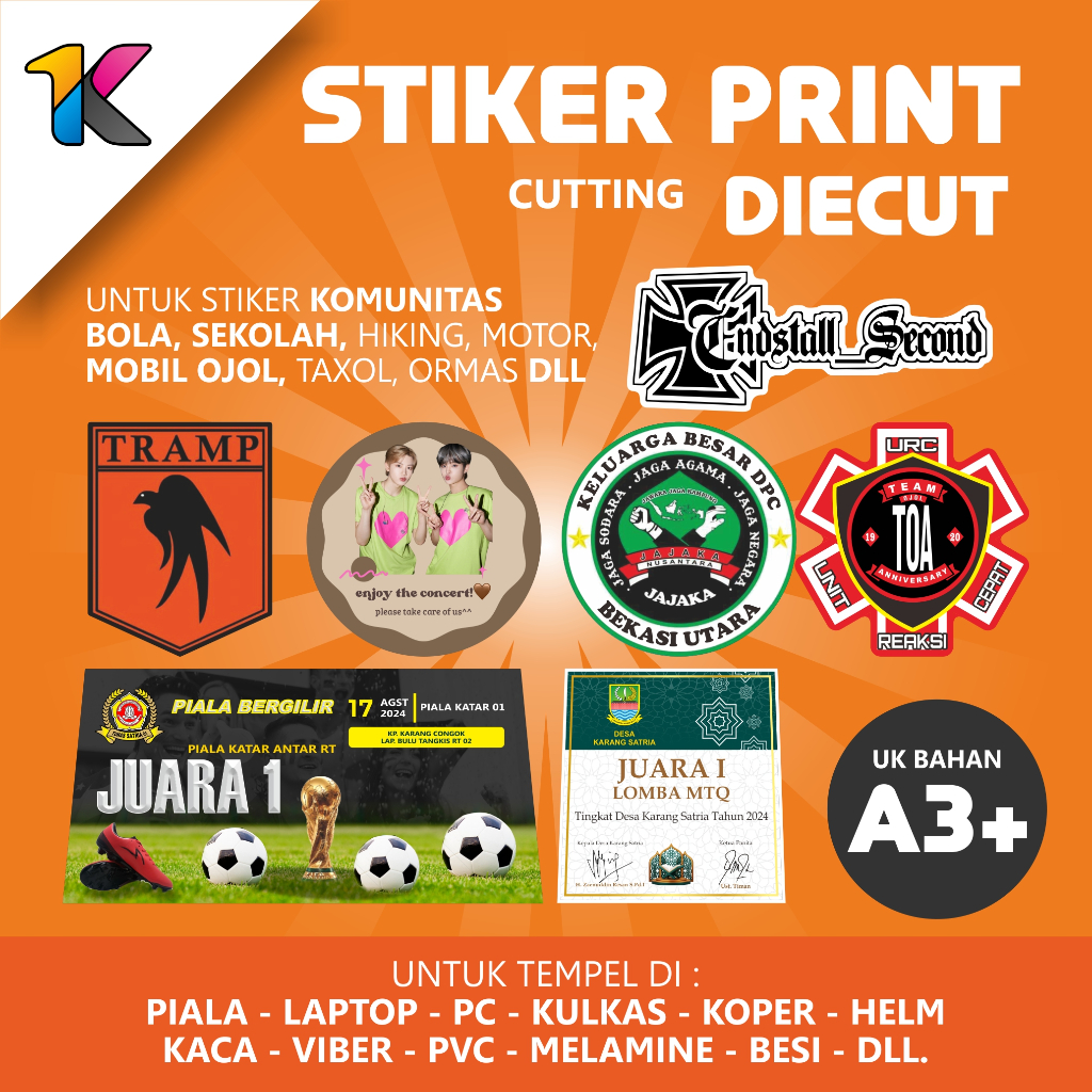 

STIKER PRINT DIE CUT STIKER KOMUNITAS / BOLA / MOTOR / MOBIL / HIKING / SEKOLAH / OJOL / ORMAS DLL